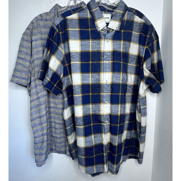 ROWM Shirt Mens XL Casual Pocket Button Down Short Sleeve Lot of 2 plaid - Picture 2 of 16